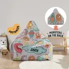 Beanbag Cover for Kids, Custom Name, Monsters Theme, Monsters on the Back