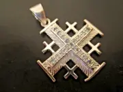 LARGE MASSIVE SILVER JERUSALEM CRUSADERS CROSS PENDANT FROM JERUSALEM