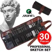 30 Pieces Sketch Pencil Set Graphite Charcoal Pencil Accessories Art Drawing Kit