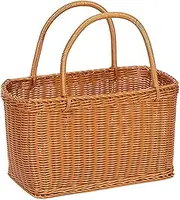 Woven Market Basket,Handmade Storage Baskets,Reusable Grocery Cleave,Vegetable Storage Hopper,Large Shopping Skep,for Storage,Picnics,Organizing
