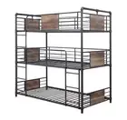43 X 79 Sandy Black Dark Bronze Handbrushed Metal Wood Triple Bunk Bed