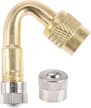 X AUTOHAUX 1 Set 65mm Tire Valve Extension with Leak-Proof Air Cap Universal Copper 45 Degrees Tyre Valve Stem Extender for Most Cars Truck