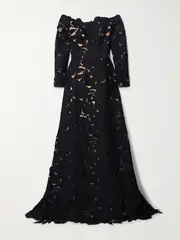 [Costarellos] Costarellos - Kasia Off-the-shoulder Corded Lace Gown - Black - FR 36 FR 36 Black