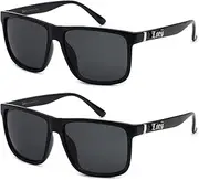 [Locs] 2 Pack 91055 Black Sunglasses Gangster Oversized Eyewear Flat Top Shades, Black