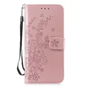 For Galaxy S9+ Plum Flowers Pattern Horizontal Flip Leather Case with Holder & Card Slots & Wallet & Lanyard(Rose Gold)