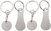 Veemoon 4pcs Removable Shopping Trolley Token Key Ring Stainless Steel Opener for Easy Access and Practical for Keychains Convenient Shopping Cart