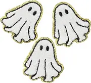 PHENOFICE 3pcs Iron-on Patches: Hat Patches - Ghost Embroidered - Decorative Applique for Clothes DIY Sewing Jeans Pants and Shoes