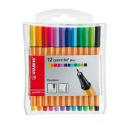 Fineliner - STABILO point 88 MINI - Wallet of 12 - Assorted colors Multicolor