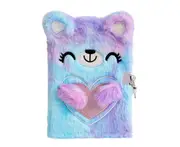 aerkesd A5 Plush Notebook with Lock Cartoon Shape Kids ren Bear Appearance Journal Notebook for Home-Purple