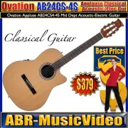 Ovation Applause E-Acoustic Classical Guitar AB24CS-4S, Mid Natural Satin Spruce