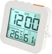 DJAPWPX Digital Alarm Clock with 2 Bells Temperature Humidity Backlight Night Light Snooze 12/24H Battery Operated Bedside Clock Lightweight Travel Clock Small Desk Clock Table Clock for Home (White)