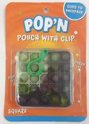 POP'N Pop It Square Pouch With Clip Fidget Toy Kids Accessory Camo