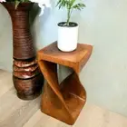 The Twist Raintree Wood Side Table Corner Planet Stand