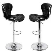 ALFORDSON Bar Stool 2Pcs Adjustable Kitchen Barstools Luna Swivel Counter Dining Chair in 54-75cm Seat Height with Anti-Slip Floor Protector for Home Bar Dining Room