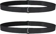 [Qianyu] 2 Pcs Crop Top Tuck Waist Band Womens Elastic Belt Adjustable Crop Shirt Tuck Band Invisible Stretch Belt Tucking Sweater Tuck Band Flat Buckle Waist Belts for Women Change Style of Tops, Black