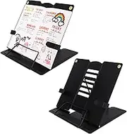 TOWEBOORY 2Pcs Metal Reading Rest Book Holder, Adjustable Desk Book Stand for Reading, Metal Reading Book Stand with 6 Adjustable Angles for Textbook Sheet Music Recipes Tablet (Black)