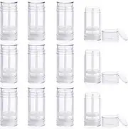 Mirrline 12 Pcs 30ml/1oz Clear Deodorant Containers Refillable Bottom Refilling Round Stick Plastic Twist Up Deodorant Bottles for DIY Chapstick Lip Balm Crayon