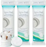 Premium Cotton Rounds for Face - Makeup Remover Pads, Hypoallergenic, Lint-Free | 100% Pure Cotton Pads for Face Cleansing, Applying Facial Toner & Nail Polish (3 PACK(300 Count))