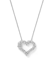 Diamond Heart Pendant Necklace in 14K White Gold, 0.50 ct. t. w.
