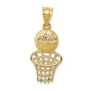 14k Yellow Gold Basketball and Net Charm