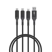 MARCOS TECH 1.2m 3-in-1 Charging Cable (iPhone/Micro/Type-C) - Black