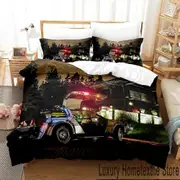 v498 Bed Sheets Back To The Future Bedding Set,Duvet Cover Comforter Bed Set Quilt Cover Pillowcase,King Queen Twin Size Boys Girls Adults 3-Piece Bed