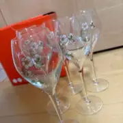Set of 6 Beautiful Perrier-Jouet Hand Painted Champagne Flutes in box France