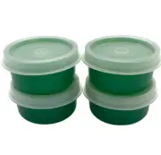 Tupperware Vintage Smidget Containers 1 oz. Pill Hunter Green Set of 4 NOS