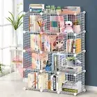 White 12 Cube Metal Wire Mesh Shelf Rack Toy Storage Bookcase Cabinet DIY Stand