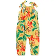 Tea Collection Tie Shoulder Baby Romper in Toucan Banana Tree at Nordstrom, Size 12-18M