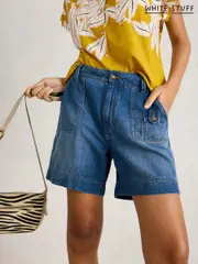 White Stuff Blue Mollie Combat Denim Shorts (W26377) | $113