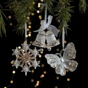 Christmas Sequin Acrylic Pendant Snowflake Bell Christmas Tree Decoration Props