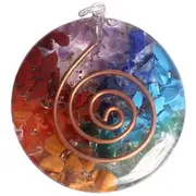 Orgonite Pendant 7 Chakra Layered Orgone Gemstone Disc Spiritual Energy Necklace