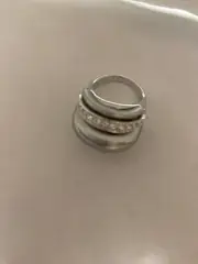 Kenneth Jay Lane Silver grey Tone Grey Basilica Ring Size 7