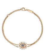 Suzanne Kalan 18K Yellow Gold Evil Eye Blue Sapphire & Diamond Double Chain Bracelet