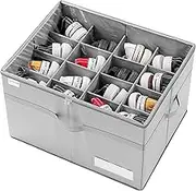Muja Shoe Organizer for Closet, Fits 16 Pairs, Large Shoe Box Storage Containers, Clear Foldable Shoe Storage Bins w/Bottom Support, Space Saving Shoes Holder w/Reinforced Handles, Gray