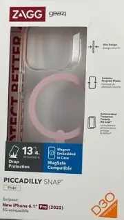 ZAGG Piccadilly Snap Case For iPhone 14 Pro - Clear/Pink (MagSafe)