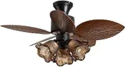 Retro Banana Leaf Ceiling Fan Light 36 inch - Variable Frequency Motor, 6 Speed, Remote Control, Timer, Reversible Rotation for Living Room Bedroom Study
