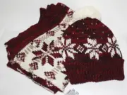 Charter Club Toma Nordic 2 pc. Set Hat And Scarf Color Burgundy And Ivory
