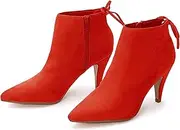 [Fashare] Womens Pointed Toe Heels Ankle Booties Kitten Stiletto Bowtie Strappy Fall Dress Boots Shoes