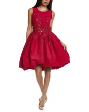 Carolina Herrera Bubble Silk A-Line Dress 10 Red