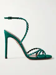 [Aquazzura] Aquazzura - Love Struck 85 Crystal-embellished Suede Sandals - Emerald - IT37 IT 37 Green