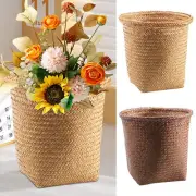 Natural Seaweed Weaving Flower Basket Stylish Shelves Hand Woven Storage Bin