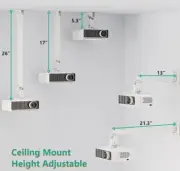 Projector Ceiling or Wall Mount, Universal Height Adjustable Mount Holder wit...