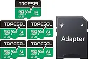 TOPESEL 5-Pack Micro SD Card 64GB with UHS-I, U3, V30, A1, high Speed 90mb per Second TF Card 4K Recording Memory Card with Adapter
