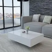 85 x 55 x 31 cm Coffee Table, Rectangle Side Table for Living Room, Bedroom, Kitchen, High Gloss White