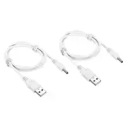2Pcs USB Male to DC 3.5 x 1.35 mm Male Power Cord 100cm Charging Cable White