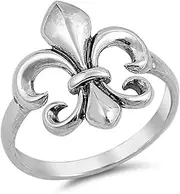 [Sac Silver] Fluer De Lis Cute Ring New .925 Sterling Silver Band Sizes 4-10