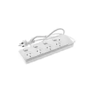 Moki 4 Socket Electrical Powerboard w/ Switches Home/Office Power Ext White