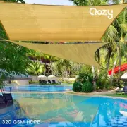 Qozy SUPER Extra Heavy Duty Sun Shade Sail 320gsm Square Rectangle Triangle Sand